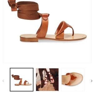 NWOT Sarah Flint Grear Saddle Leather Lace Up Sandals, Size 39